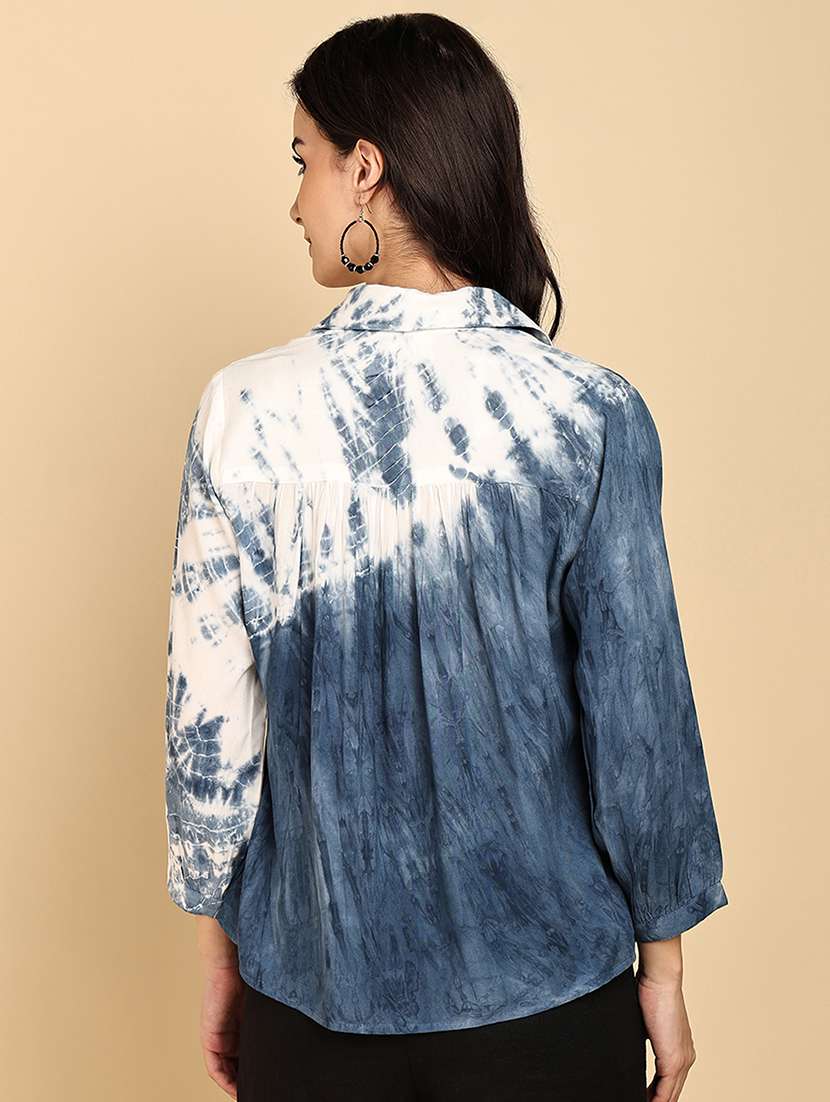 women tie & dye collared long sleeve shirt - 22364516 -  Standard Image - 3