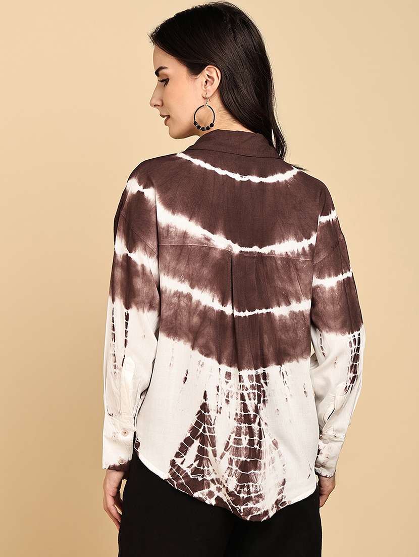 women tie & dye collared long sleeve shirt - 22364522 -  Standard Image - 3