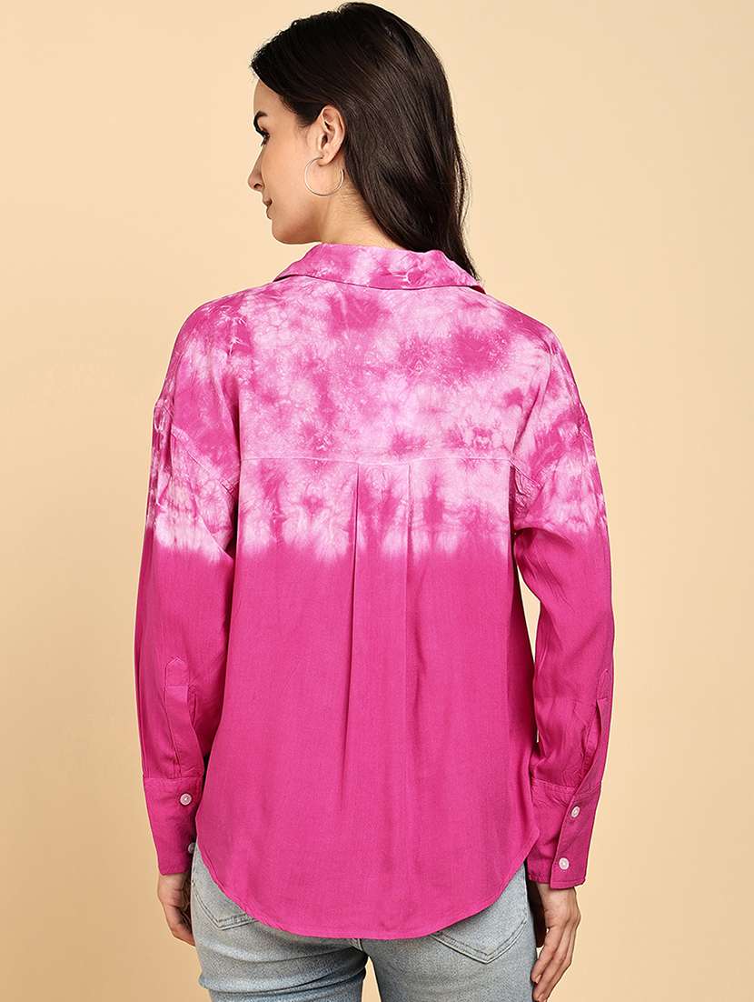 women tie & dye collared long sleeve shirt - 22364523 -  Standard Image - 3