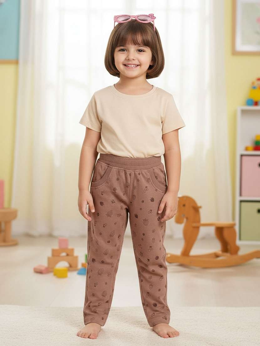 girls printed mid rise pyjama