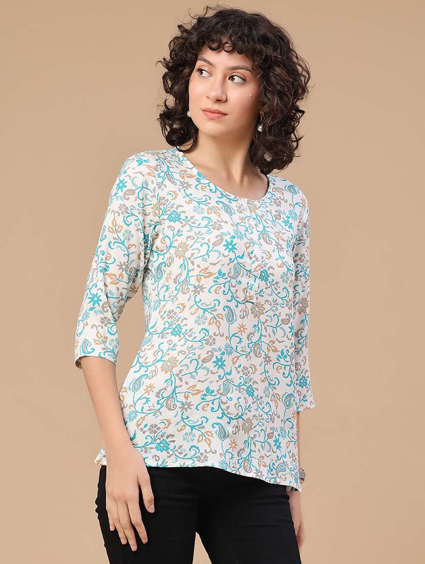 women printed round neck straight kurta - 22367375 -  Standard Image - 3
