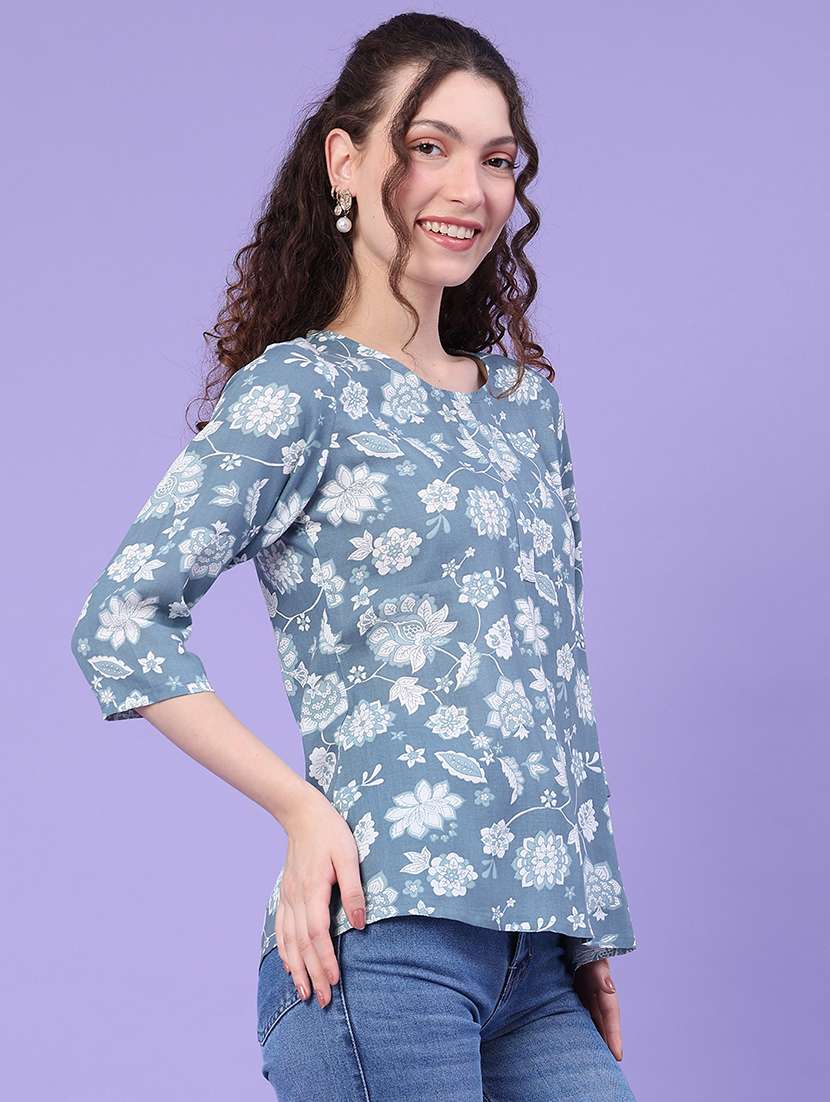 women printed round neck straight kurta - 22367376 -  Standard Image - 3