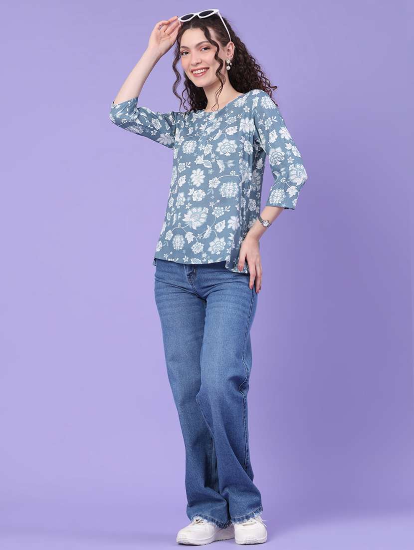 women printed round neck straight kurta - 22367376 -  Standard Image - 5