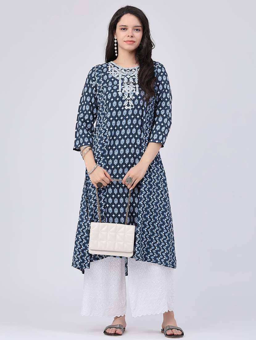 women embroidered mid rise flared palazzo - 22367385 -  Standard Image - 5
