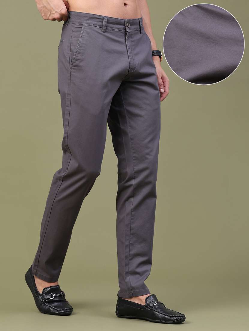 Men Solid Mid Rise Chinos Casual Trouser - 22367555 -  Standard Image - 3