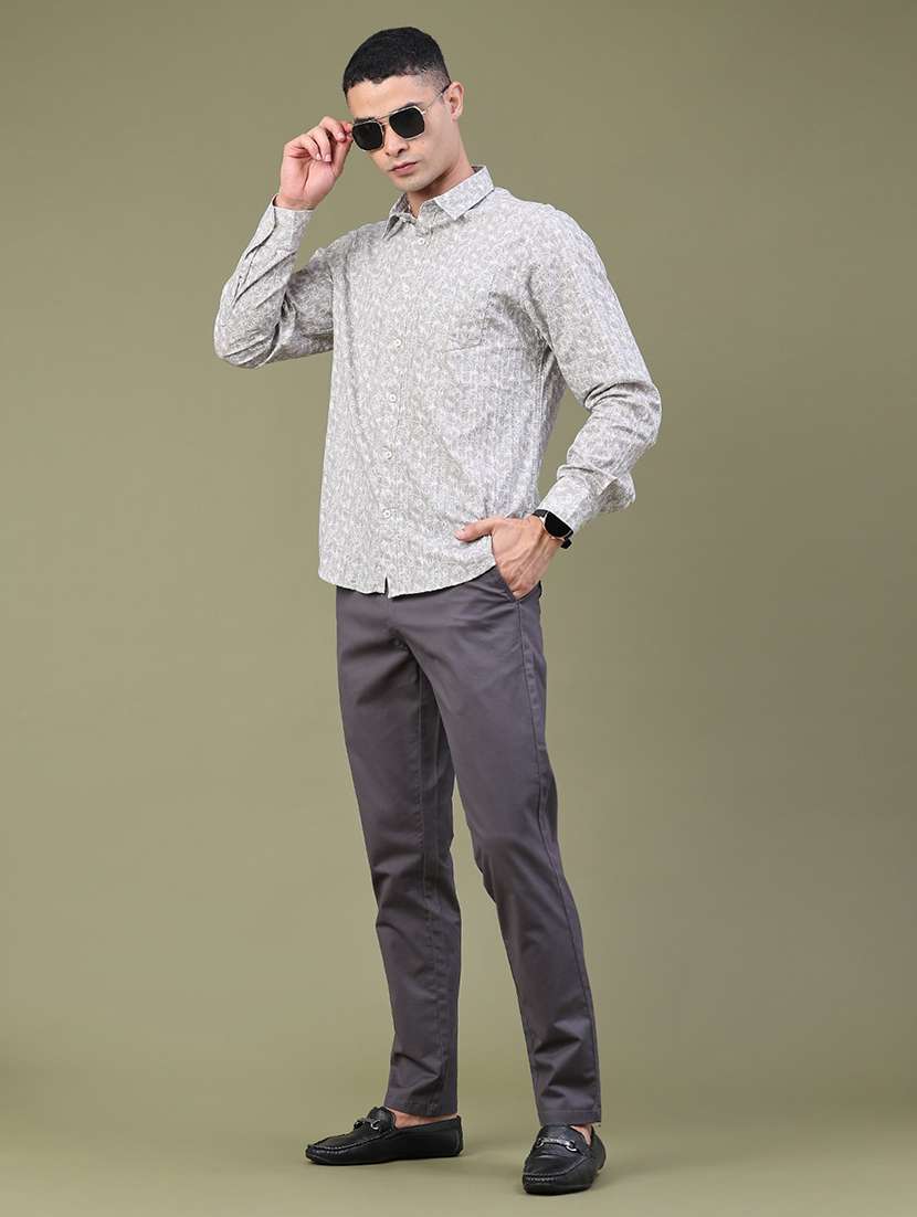 Men Solid Mid Rise Chinos Casual Trouser - 22367555 -  Standard Image - 5