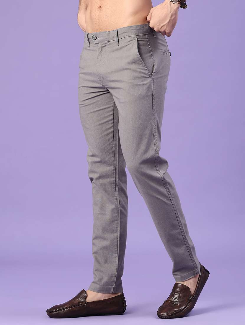 grey cotton chinos casual trousers