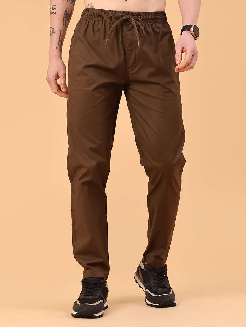 brown cotton chinos casual trousers