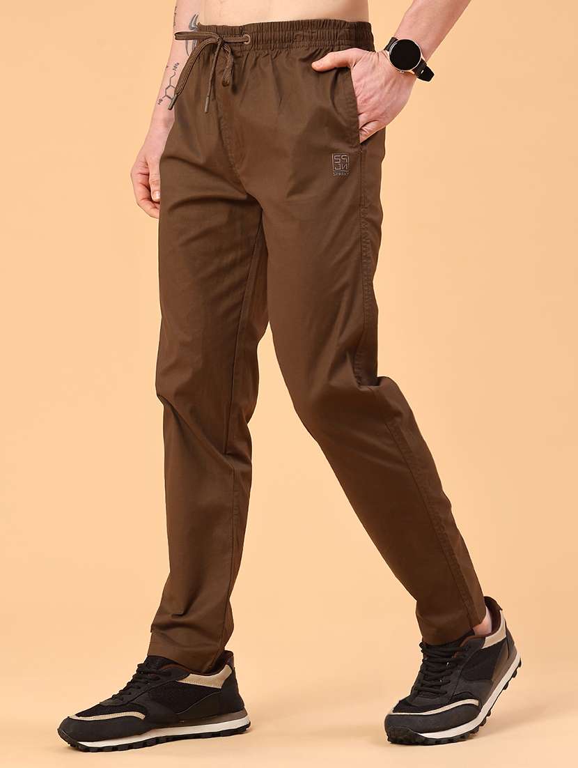 brown cotton chinos casual trousers - 22367566 -  Standard Image - 3