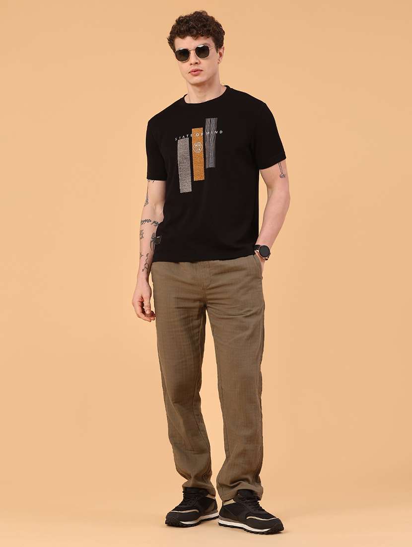 olive cotton flat front casual trousers - 22367570 -  Standard Image - 5