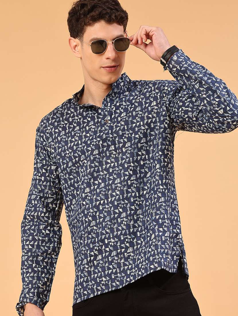 blue cotton kurta pyjama ethnic wear