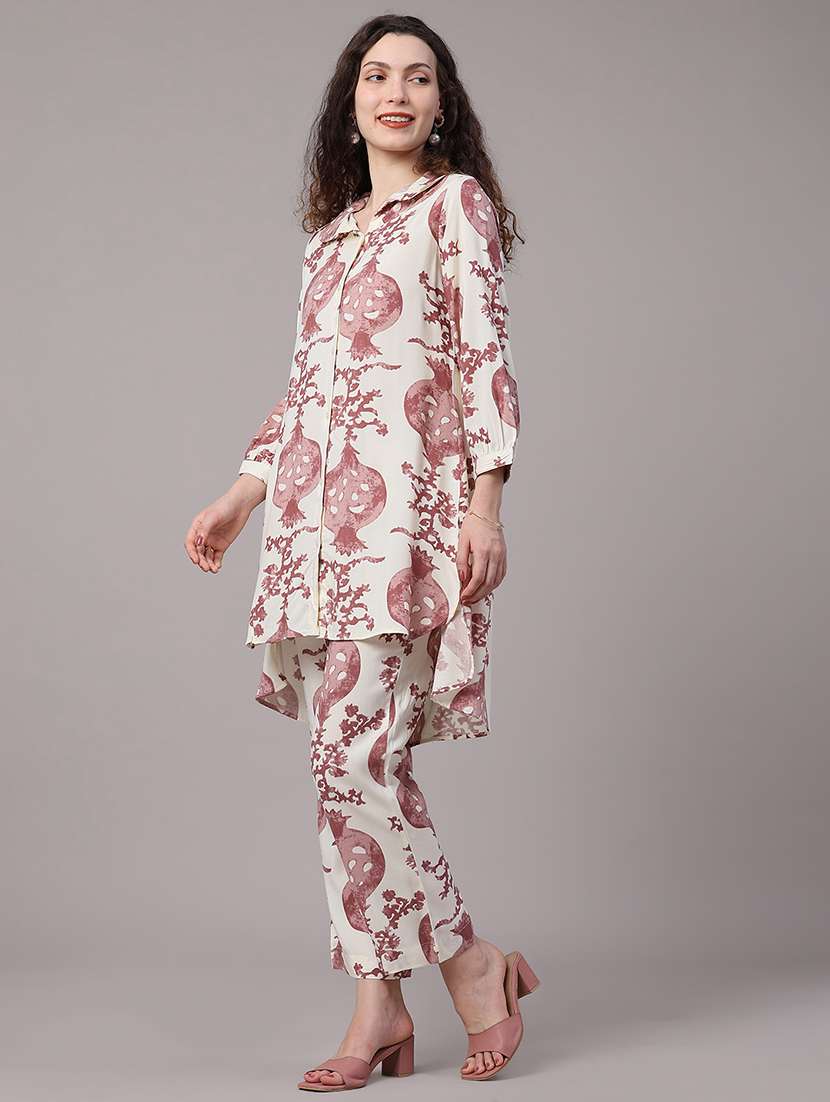 women printed collared ethnic co-ord set - 22368089 -  Standard Image - 3