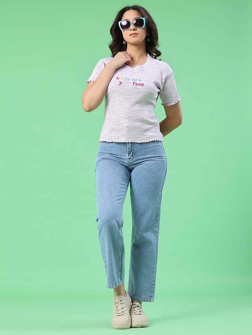 women self design round neck short sleeves t-shirt - 22368238 -  Standard Image - 5