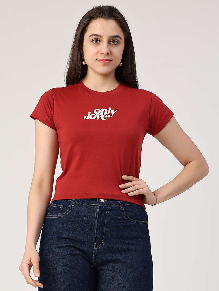 women printed short sleeves regular t-shirt