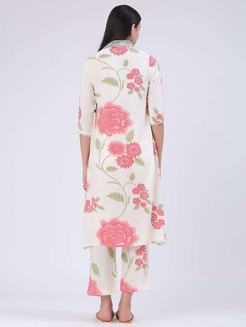 women printed three quarter sleeves ethnic co-ord set - 22368276 -  Standard Image - 3
