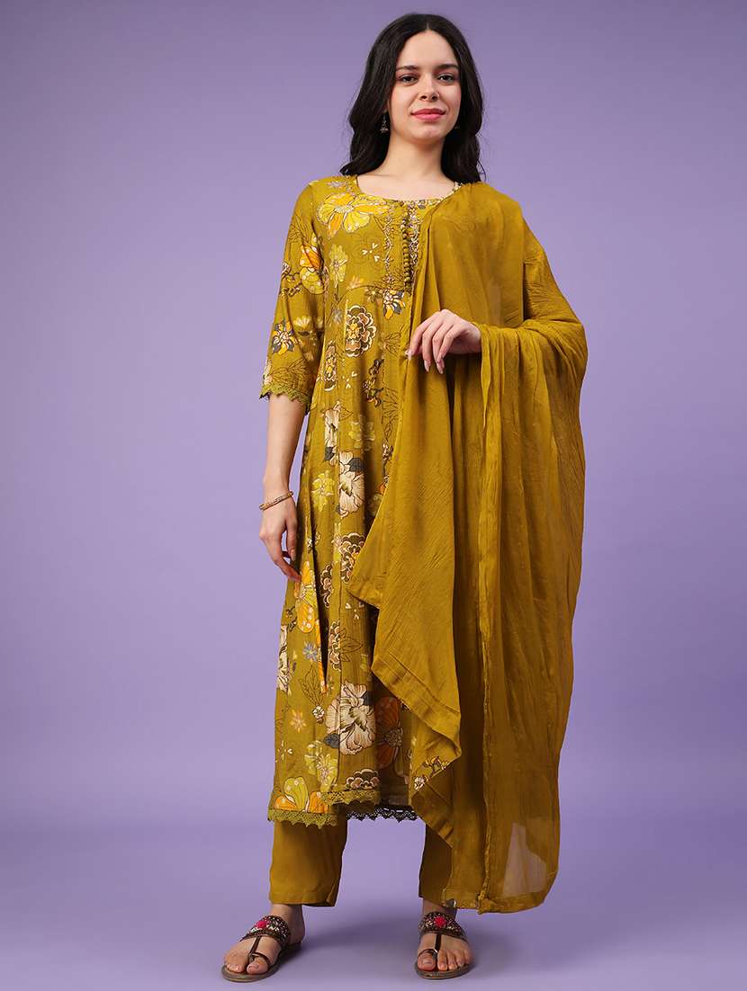 yellow cotton kurta salwar  set
