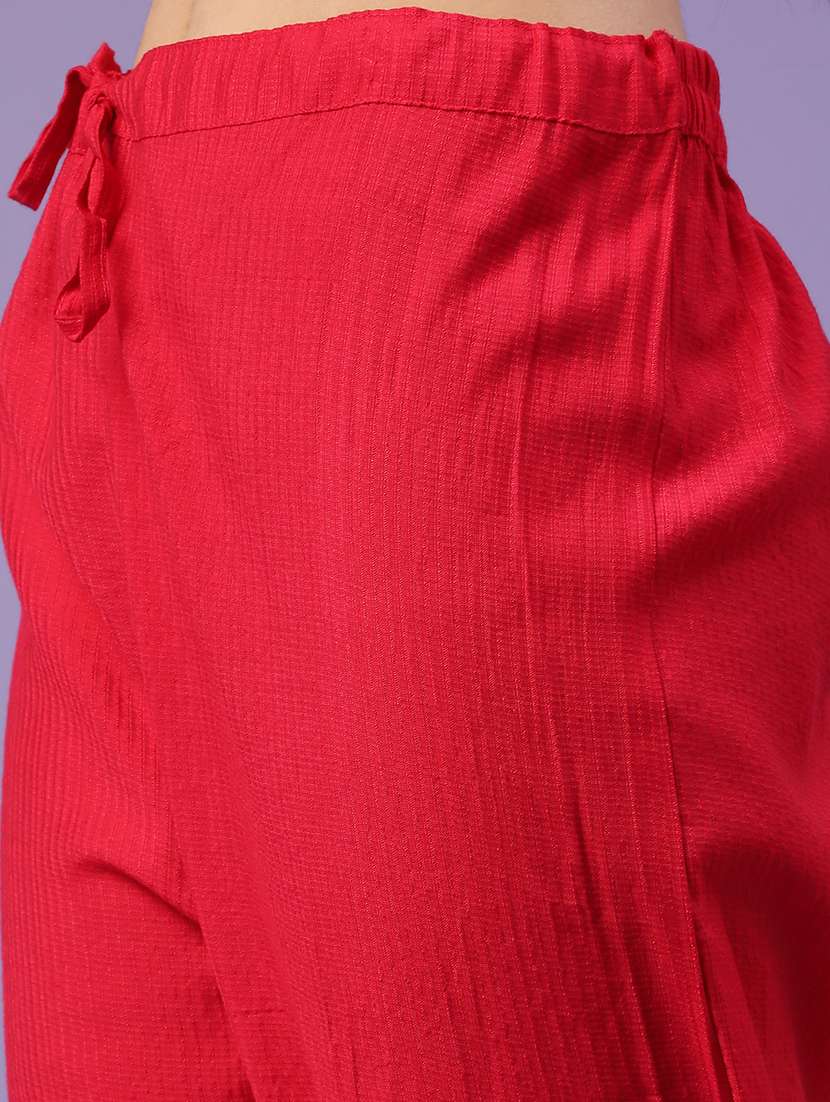 red cotton kurta pant  set - 22368284 -  Standard Image - 5