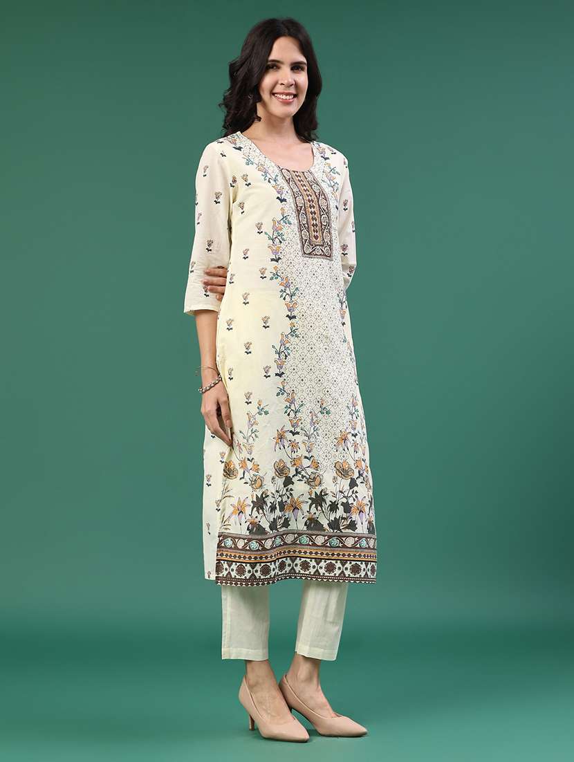 beige cotton kurta pant  set - 22368287 -  Standard Image - 3