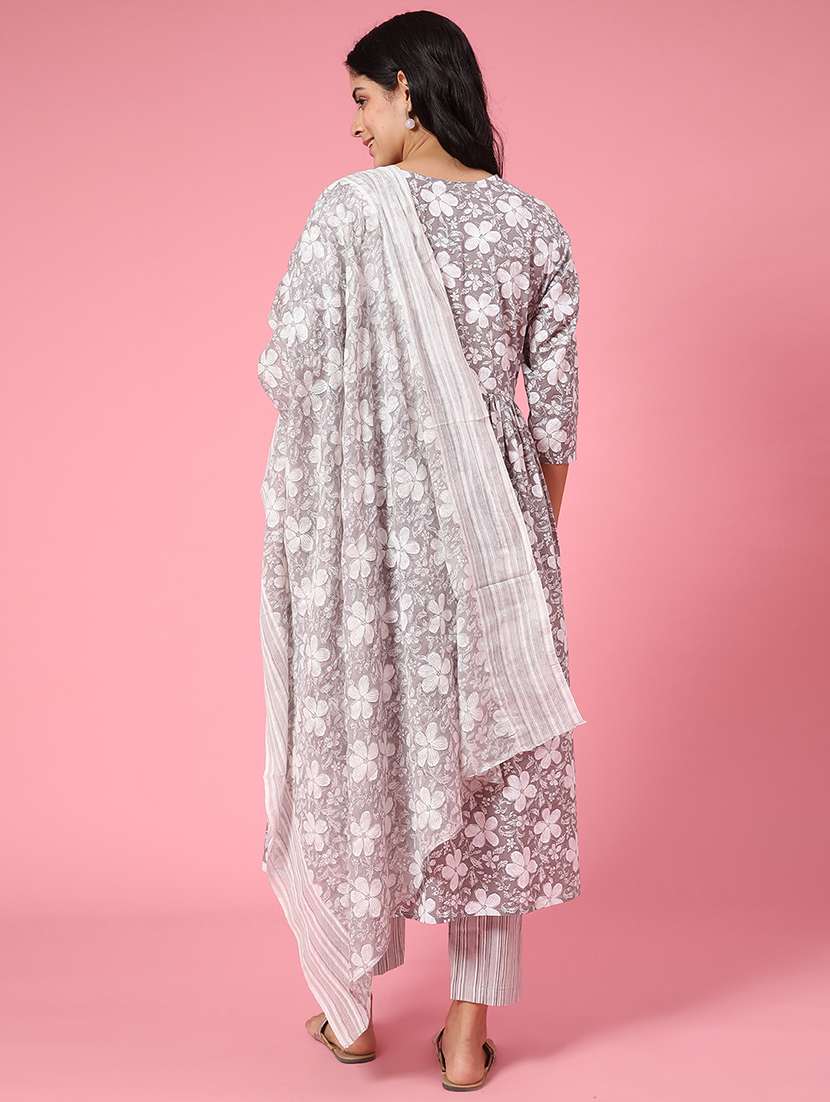 grey cotton kurta palazzo  set - 22368289 -  Standard Image - 3
