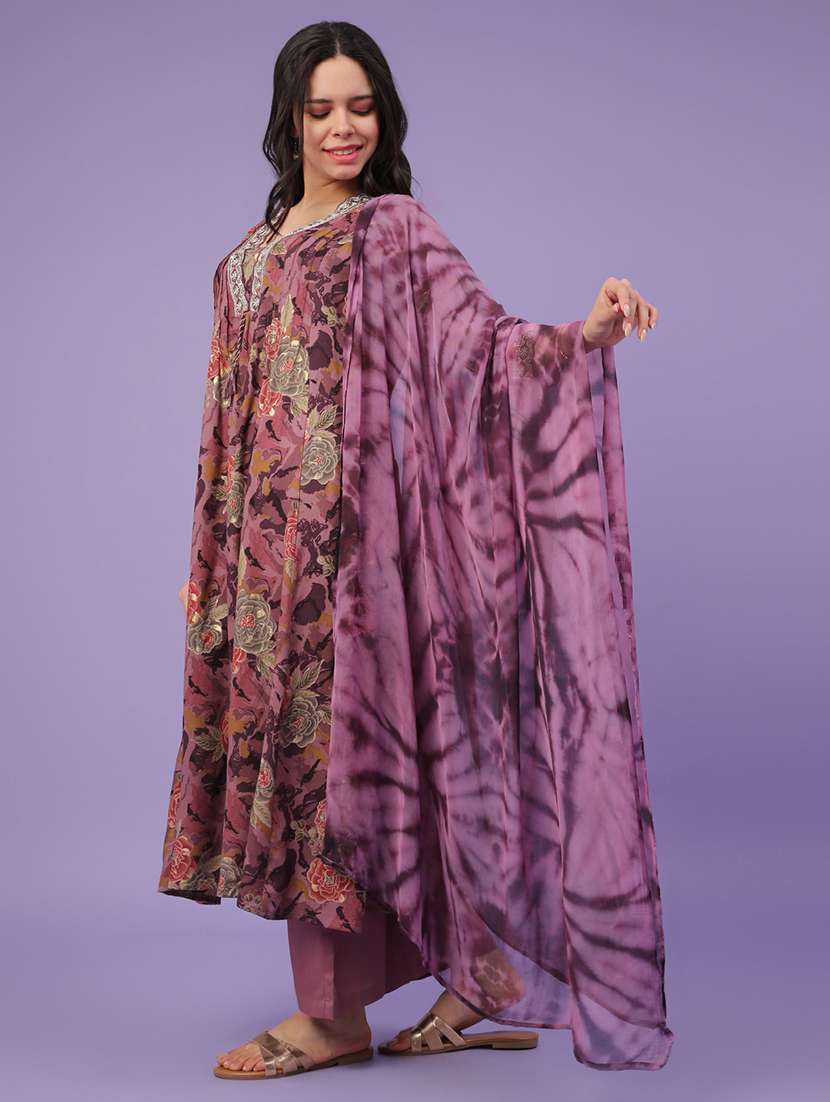 purple rayon kurta pant  set - 22368295 -  Standard Image - 3