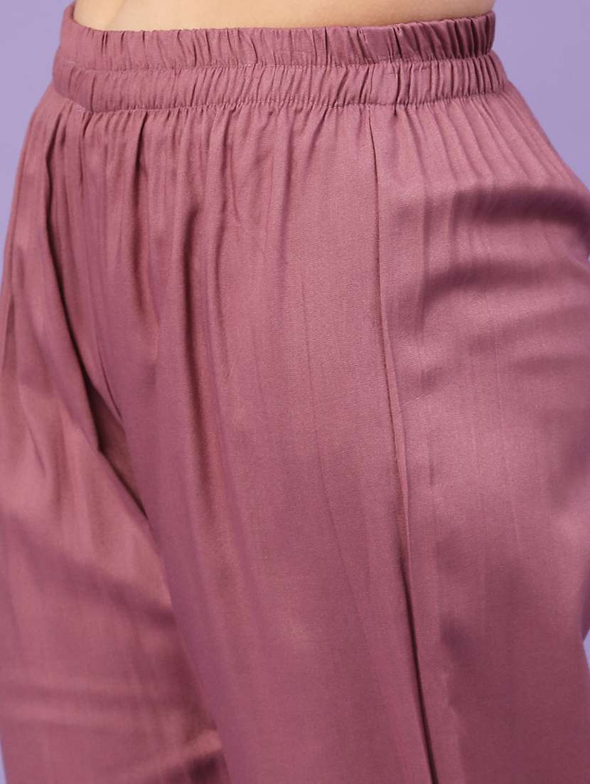 purple rayon kurta pant  set - 22368295 -  Standard Image - 5