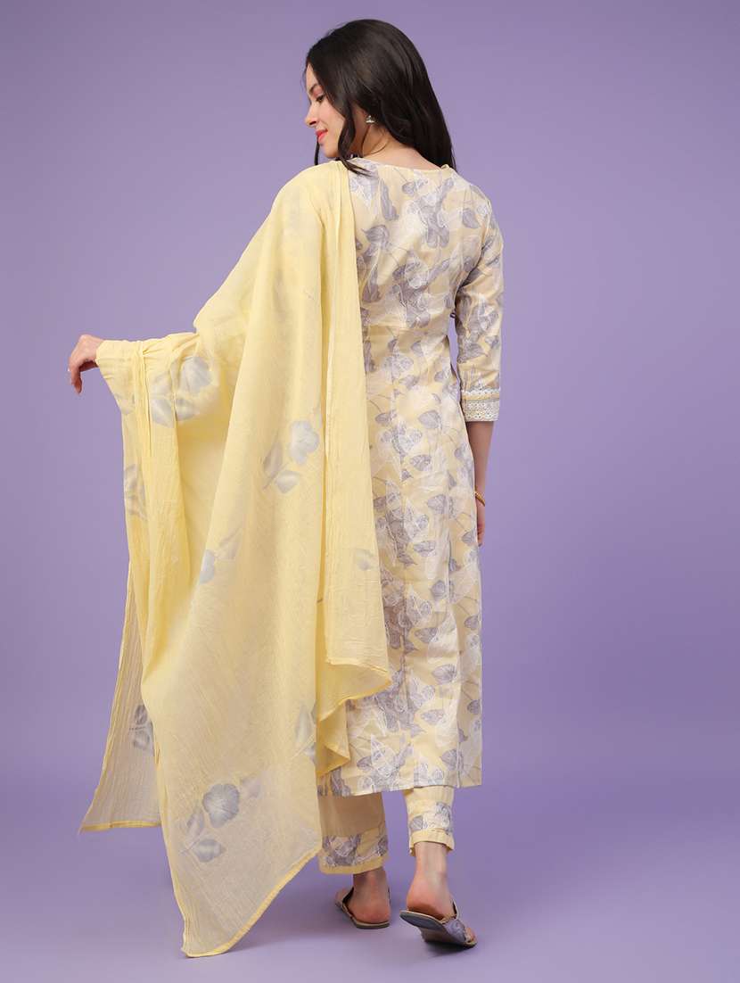 yellow cotton kurta pant  set - 22368298 -  Standard Image - 3