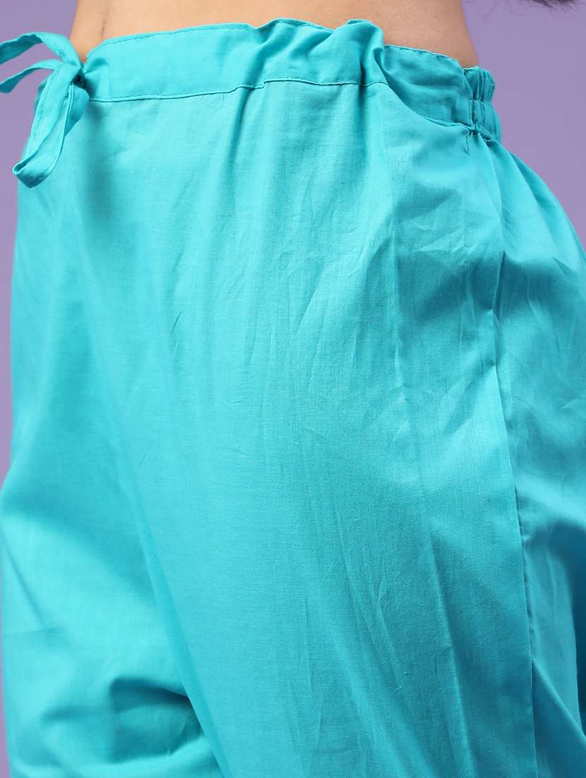 teal cotton kurta palazzo  set - 22368302 -  Standard Image - 5