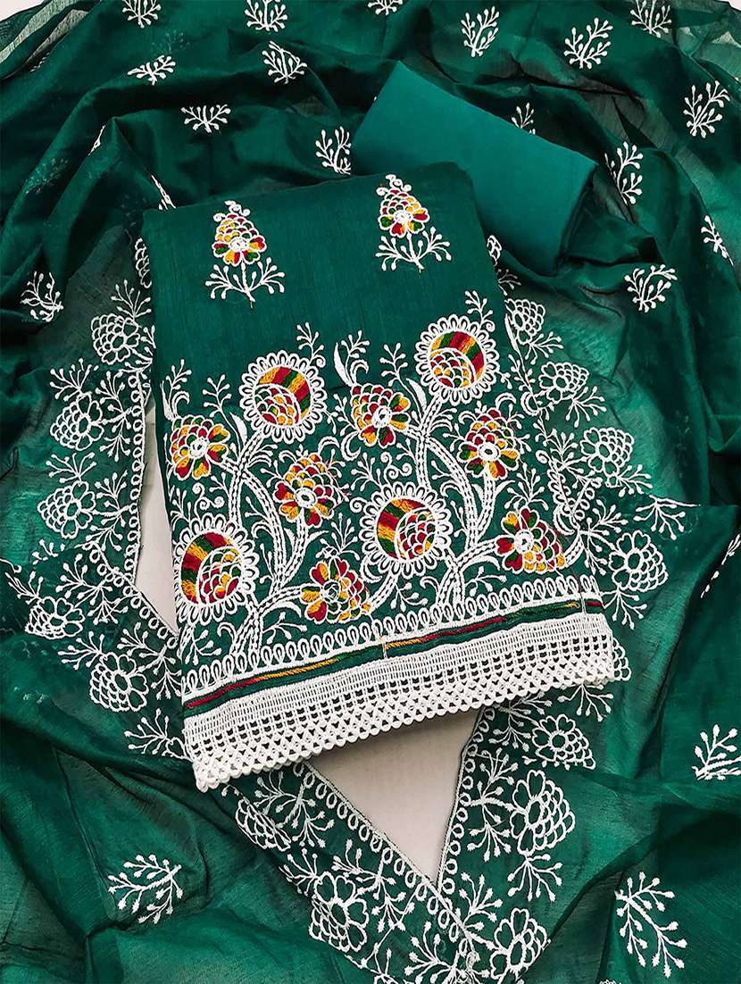 women solid with work unstitched suit set