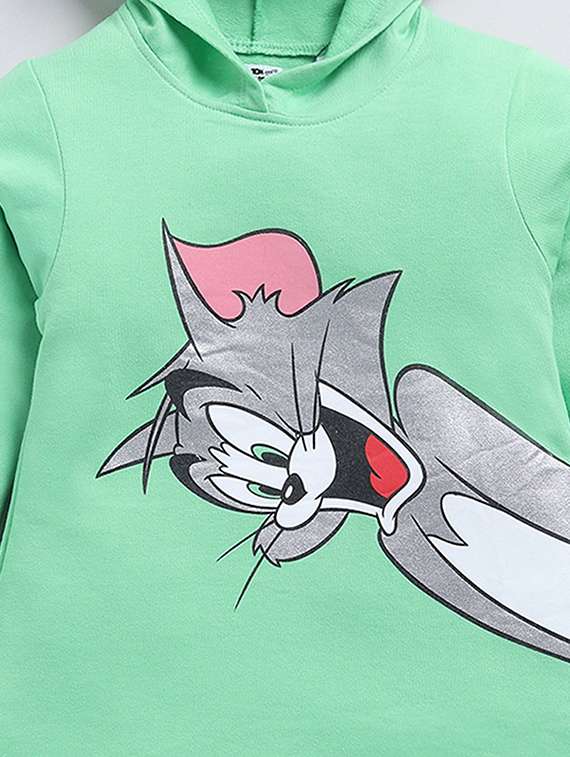 girls printed long sleeve hooded tiered dress - 22368485 -  Standard Image - 3