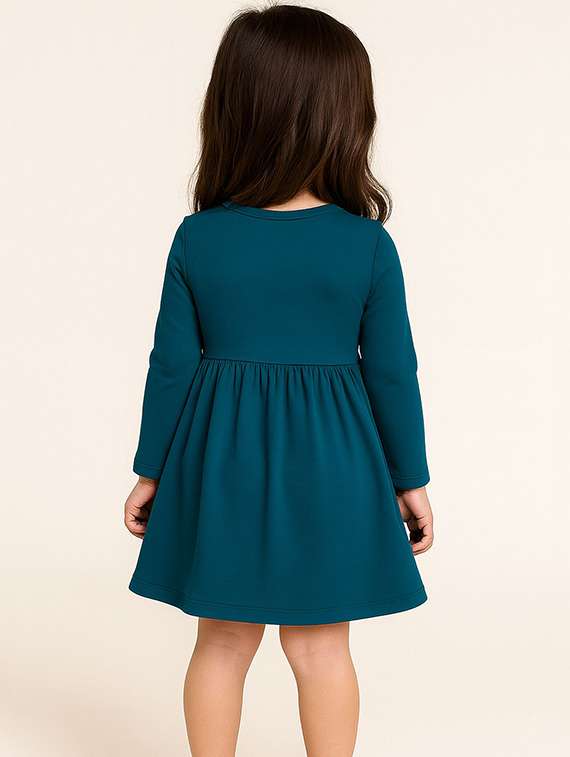 girls printed long sleeve fit & flared dress - 22368489 -  Standard Image - 3