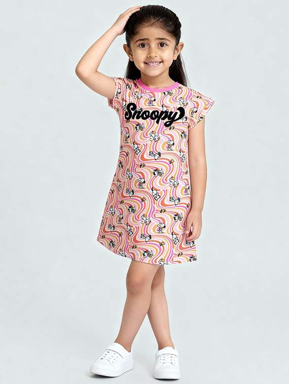 girls printed short sleeve a-line dress