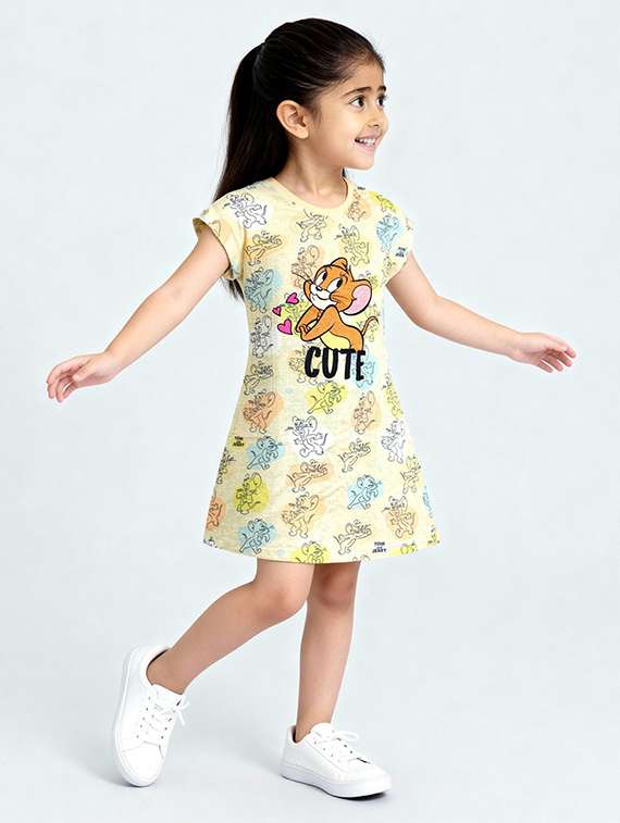 girls printed short sleeve a-line dress