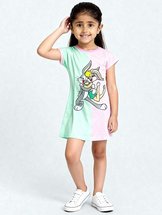 girls printed short sleeve a-line dress