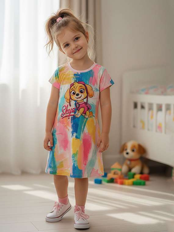 girls printed short sleeve a-line dress