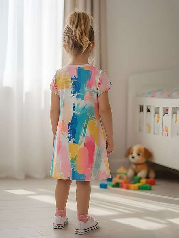 girls printed short sleeve a-line dress - 22368510 -  Standard Image - 3