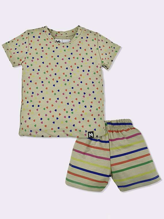 kids printed t-shirt and shorts set