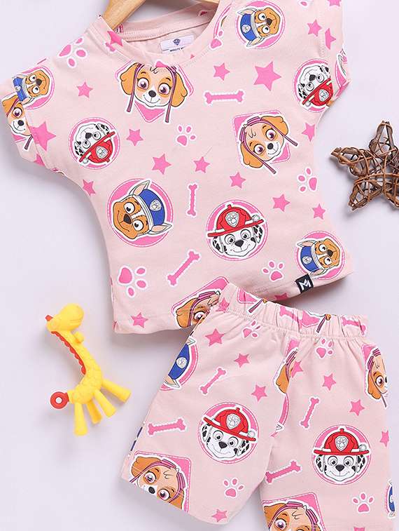 kids printed t-shirt and shorts set