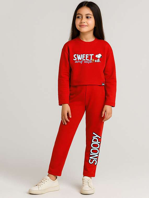 girls printed full length set