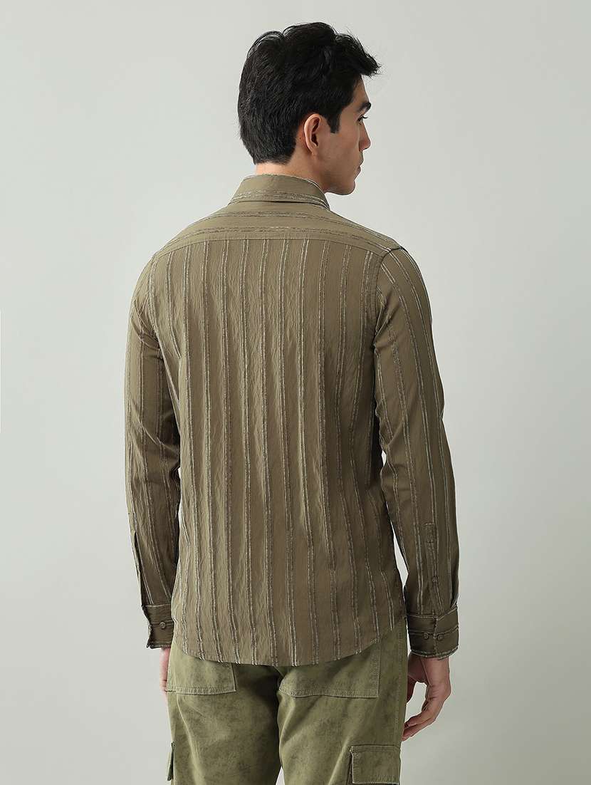 men self designed collared long sleeve shirt - 22368687 -  Standard Image - 3