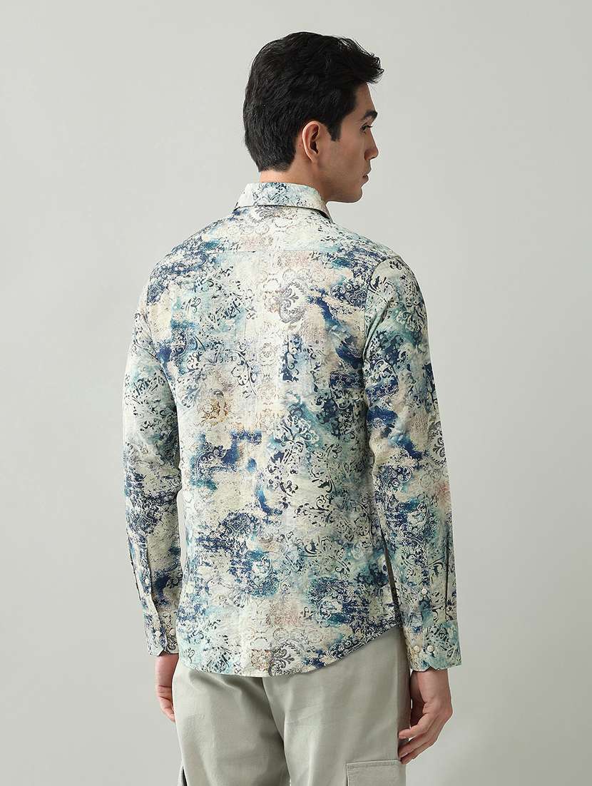 men printed collared long sleeve shirt - 22368693 -  Standard Image - 3