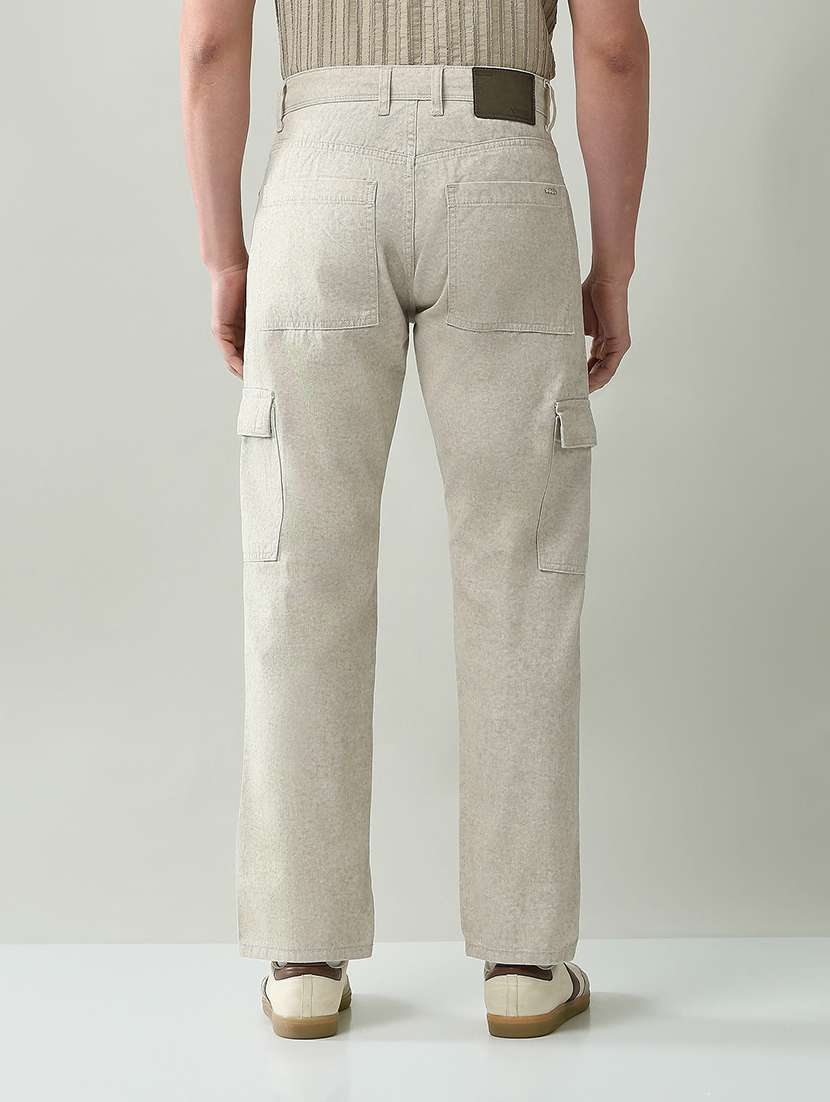 men solid mid rise regular fit cargo - 22368702 -  Standard Image - 3