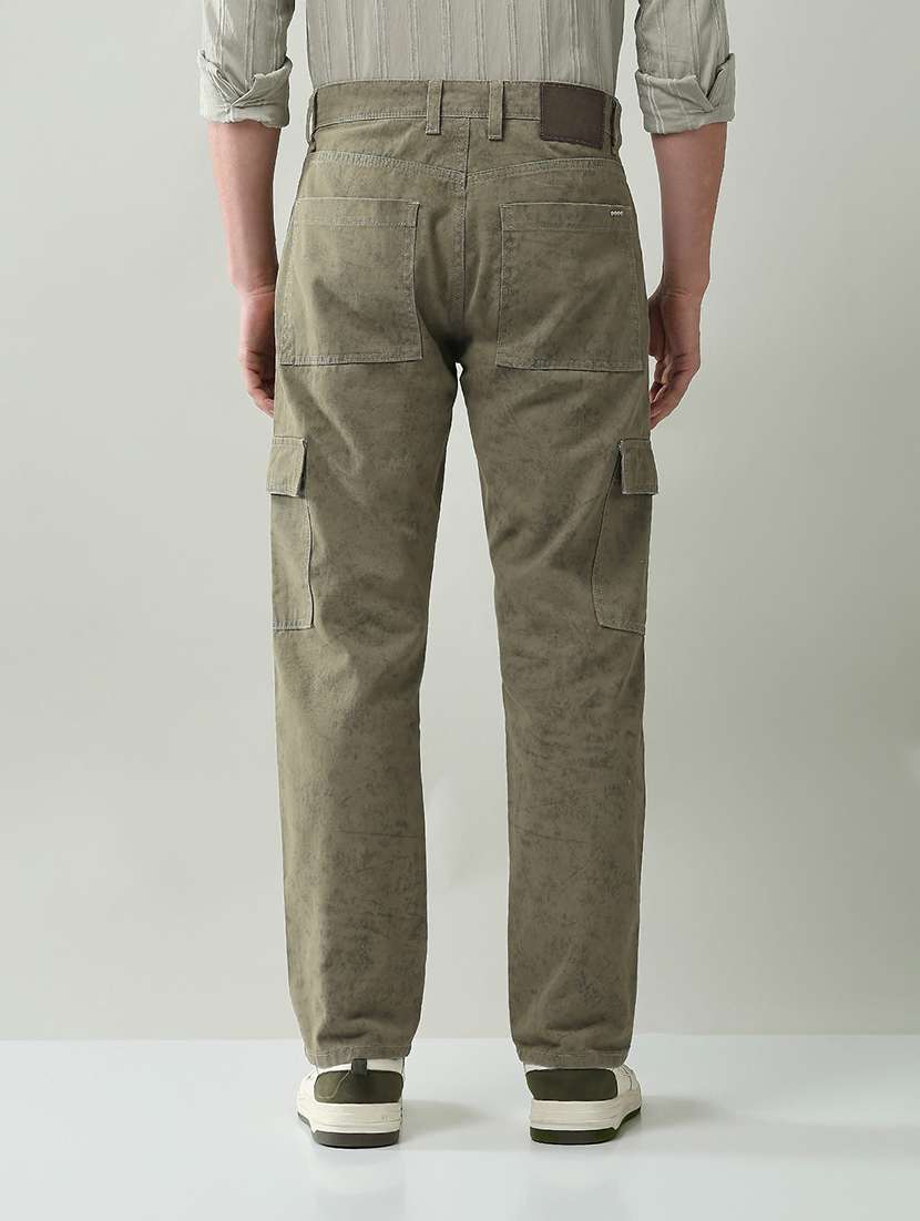 men solid mid rise regular fit cargo - 22368704 -  Standard Image - 3