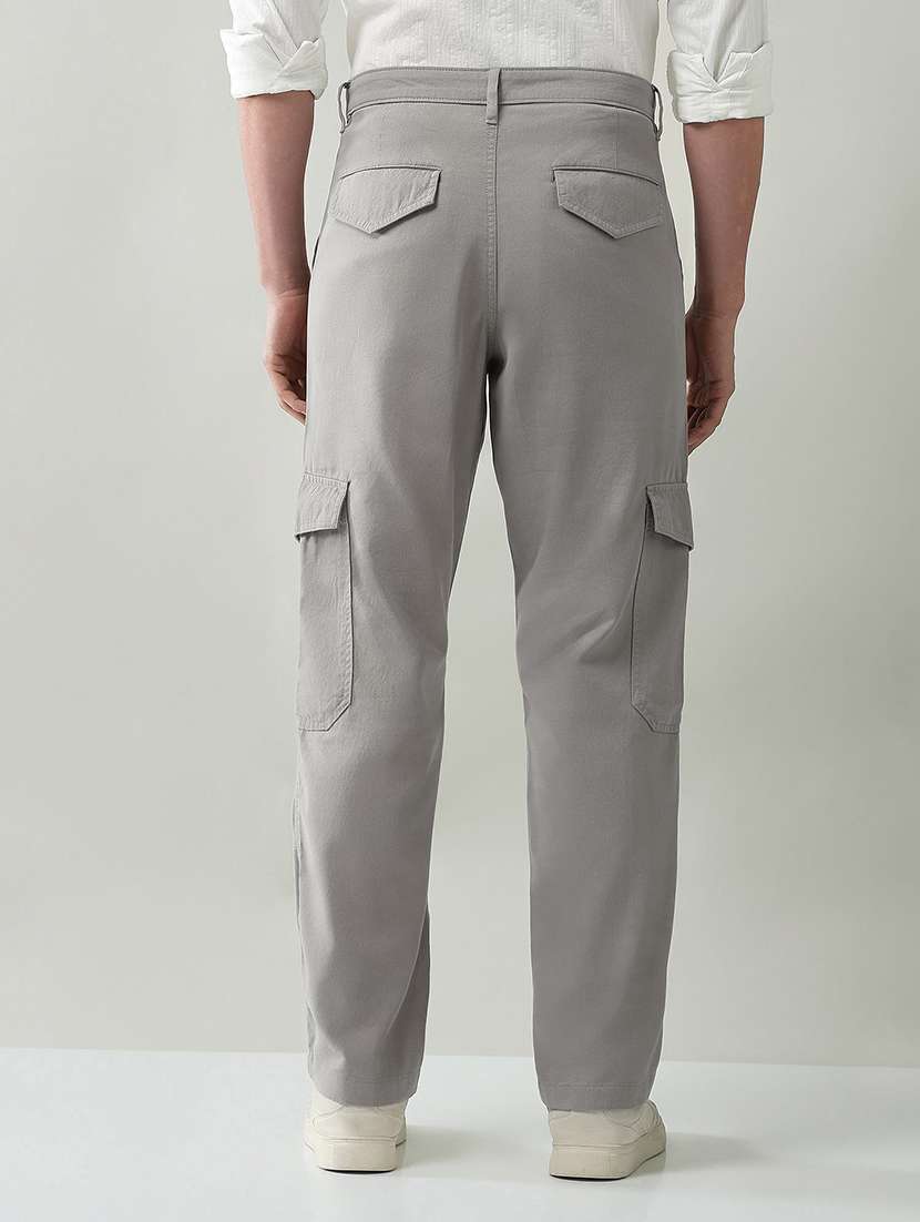 men solid mid rise regular fit cargo - 22368710 -  Standard Image - 3