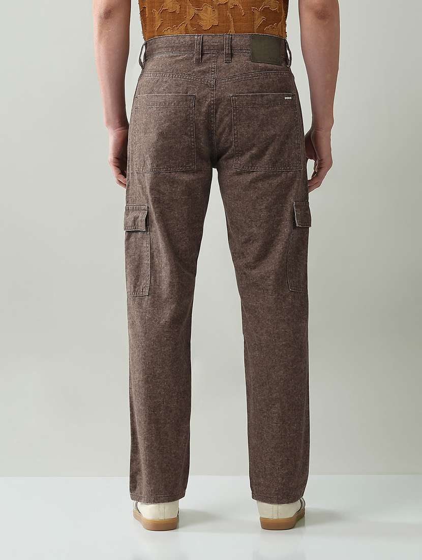 men solid mid rise regular fit cargo - 22368711 -  Standard Image - 3