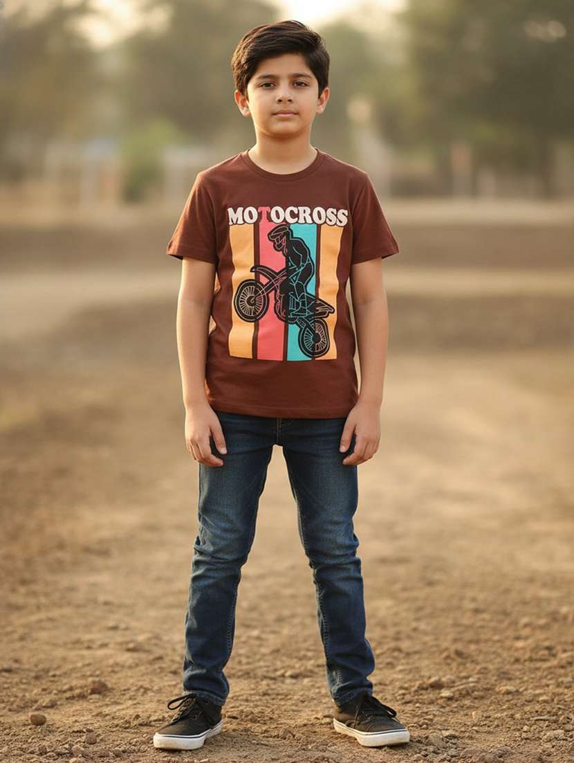 boys printed round neck short sleeves t-shirt