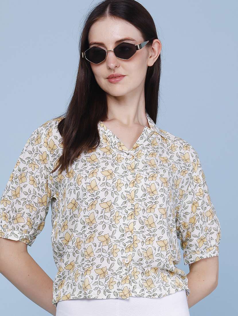 women printed short sleeves casual shirt
