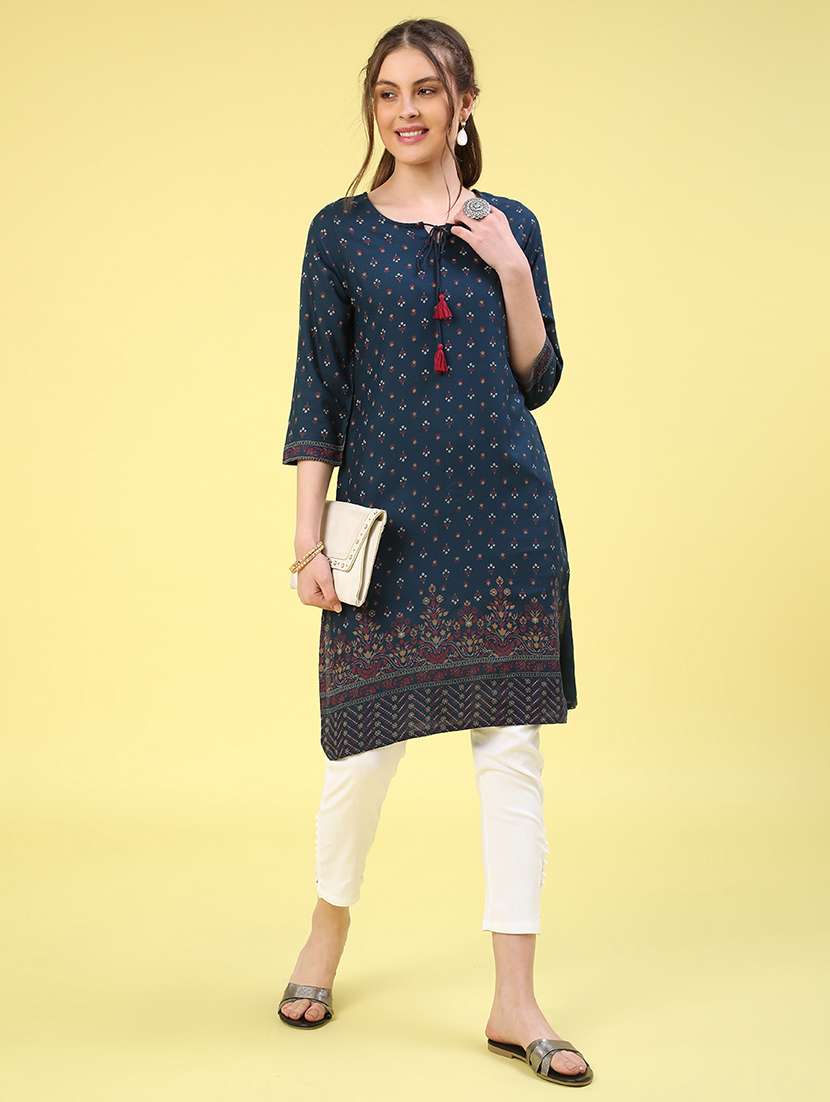 blue rayon straight kurta
