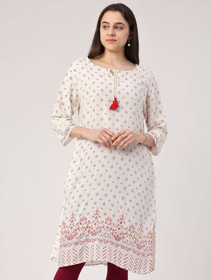 off white rayon straight kurta