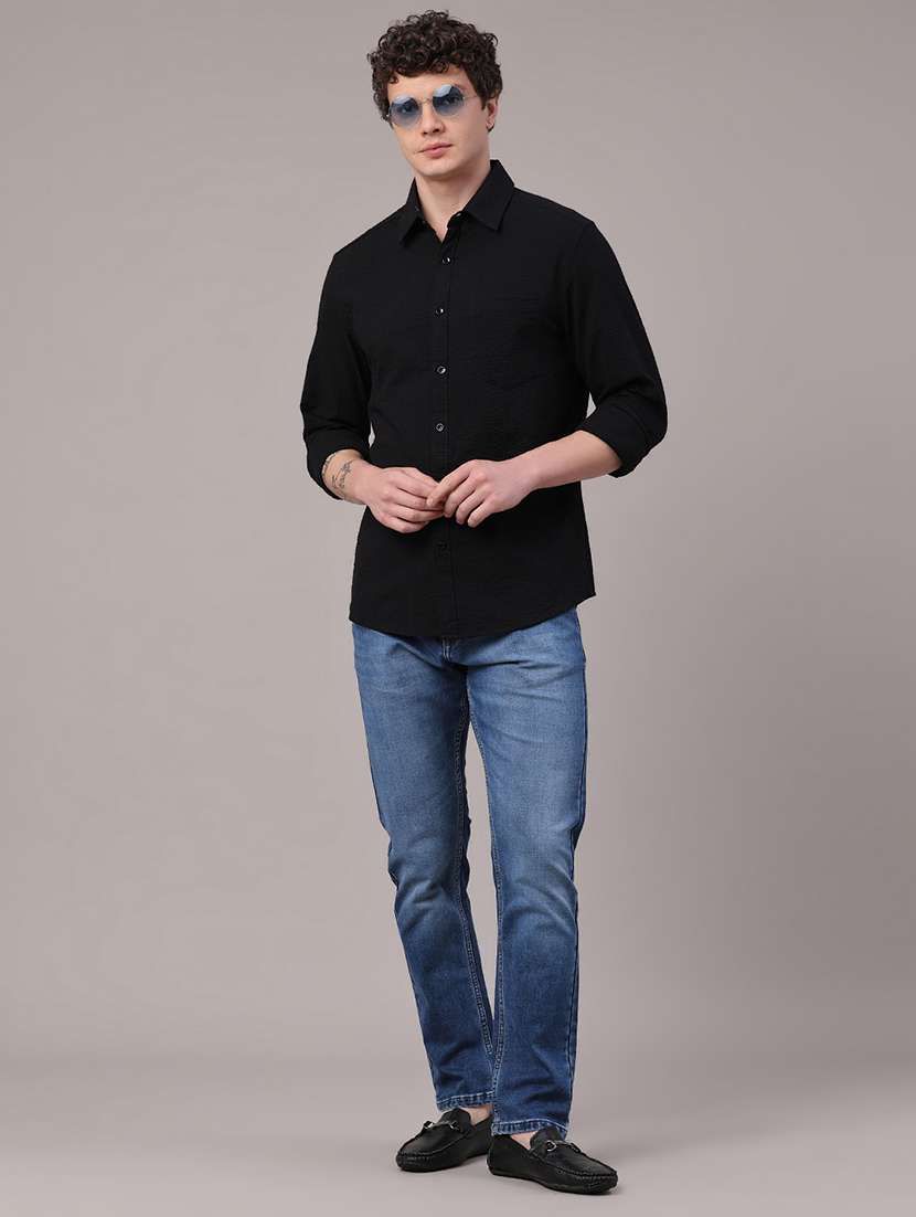 men textured long sleeve regular fit casual shirt - 22371017 -  Standard Image - 5