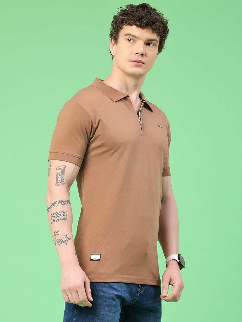 men self design short sleeve slim fit polo t-shirt - 22371045 -  Standard Image - 3